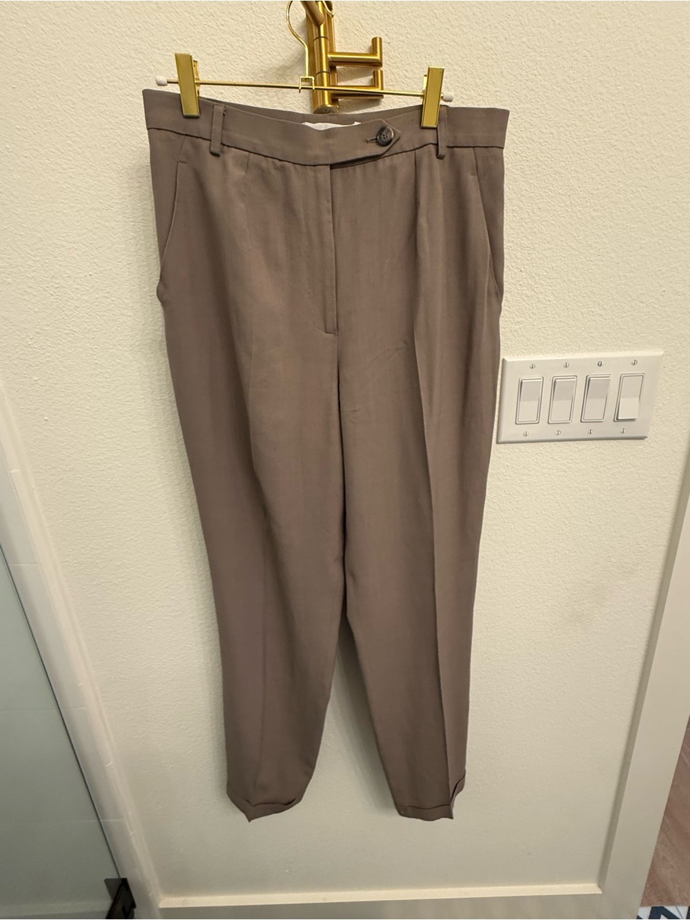 Dolce & Gabbana Taupe Men's Pleated Dress Pants